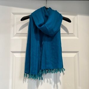 Jcrew peacock blue scarf nylon/wool.